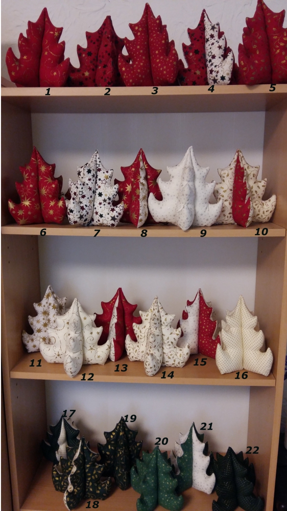 Bild 1 von Weihnachtsbaum klein 3D  / (Muster) 08 - rot/weiß Sterne gold groß